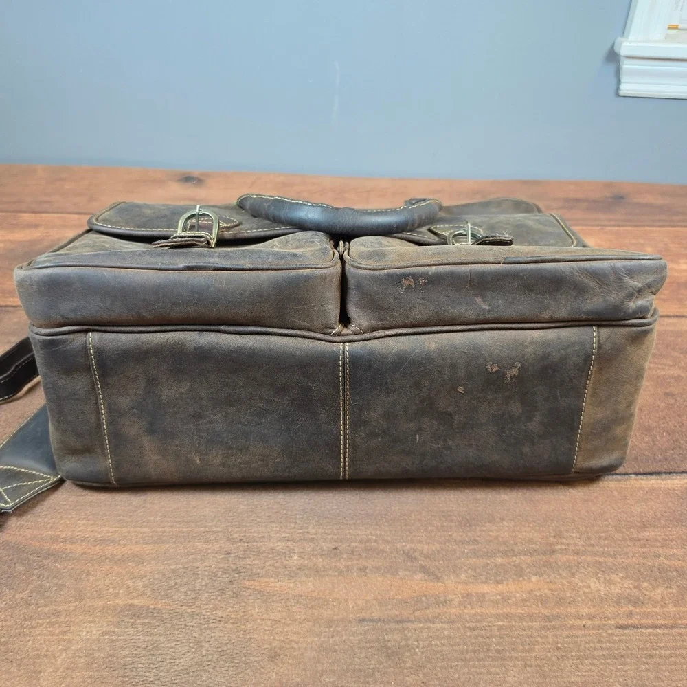 Canyon Outback Briefcase Mens Large Brown Good Distressed Leather Messenger Bag